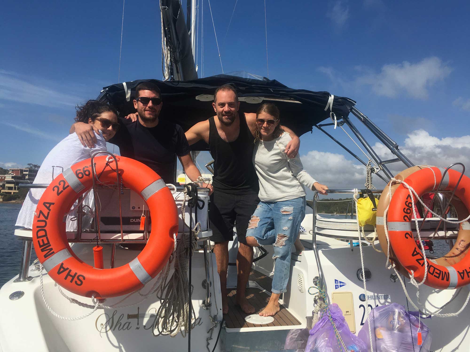 A small group on board Sha Meduza for a day charter