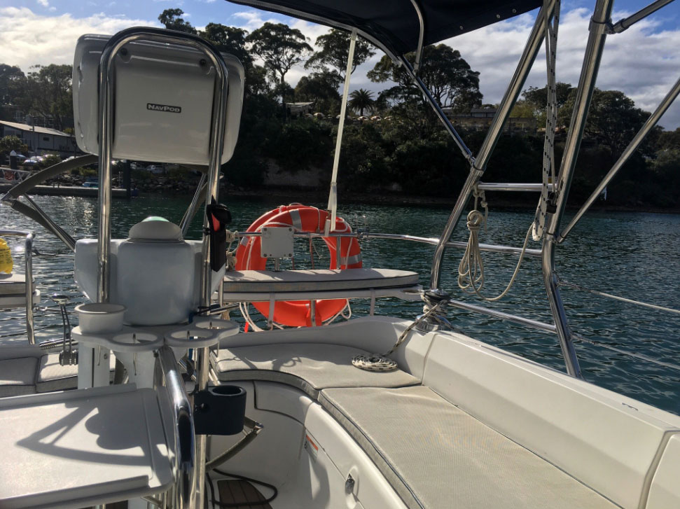 View across the bay from the cockpit of Sha Meduza