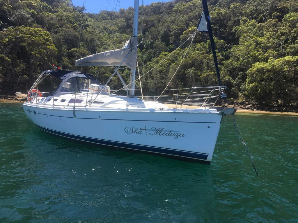 Sha Meduza anchored in Morning Bay, Pittwater